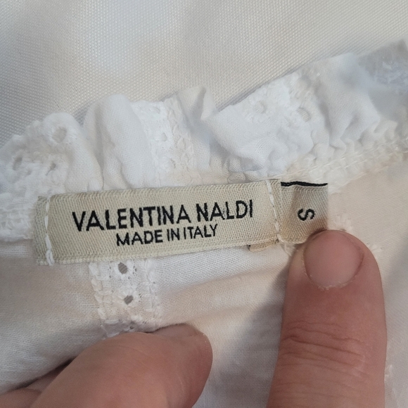 Valentina Naldi White Prairie Paisley Eyelet Cap Sleeve Tunic Top Size Small - Picture 10 of 12